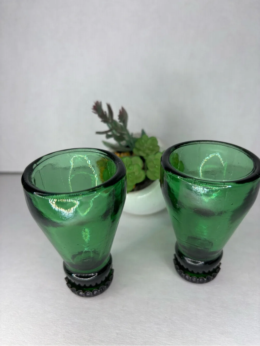 Green Bottle Top Shot Glasses - Set of 2